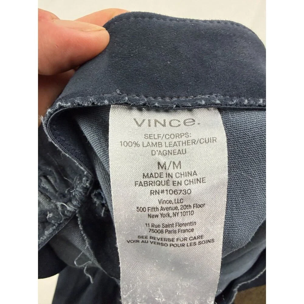 Vince Stretch Lamb Suede Split Hem Crop Pant in Navy Size M $1250 - Picture 6 of 11